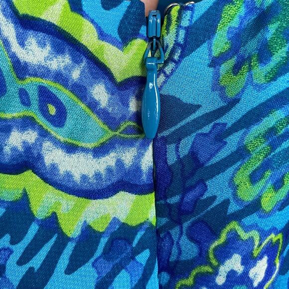 Jones New York Maxi Dress 10 Blue Green Paisley Y2K Babydoll Sleeveless - Picture 5 of 8